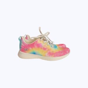 Skechers Pastel Rainbow Knit Sneakers Women’s Size 7.5 Comfort Shoes